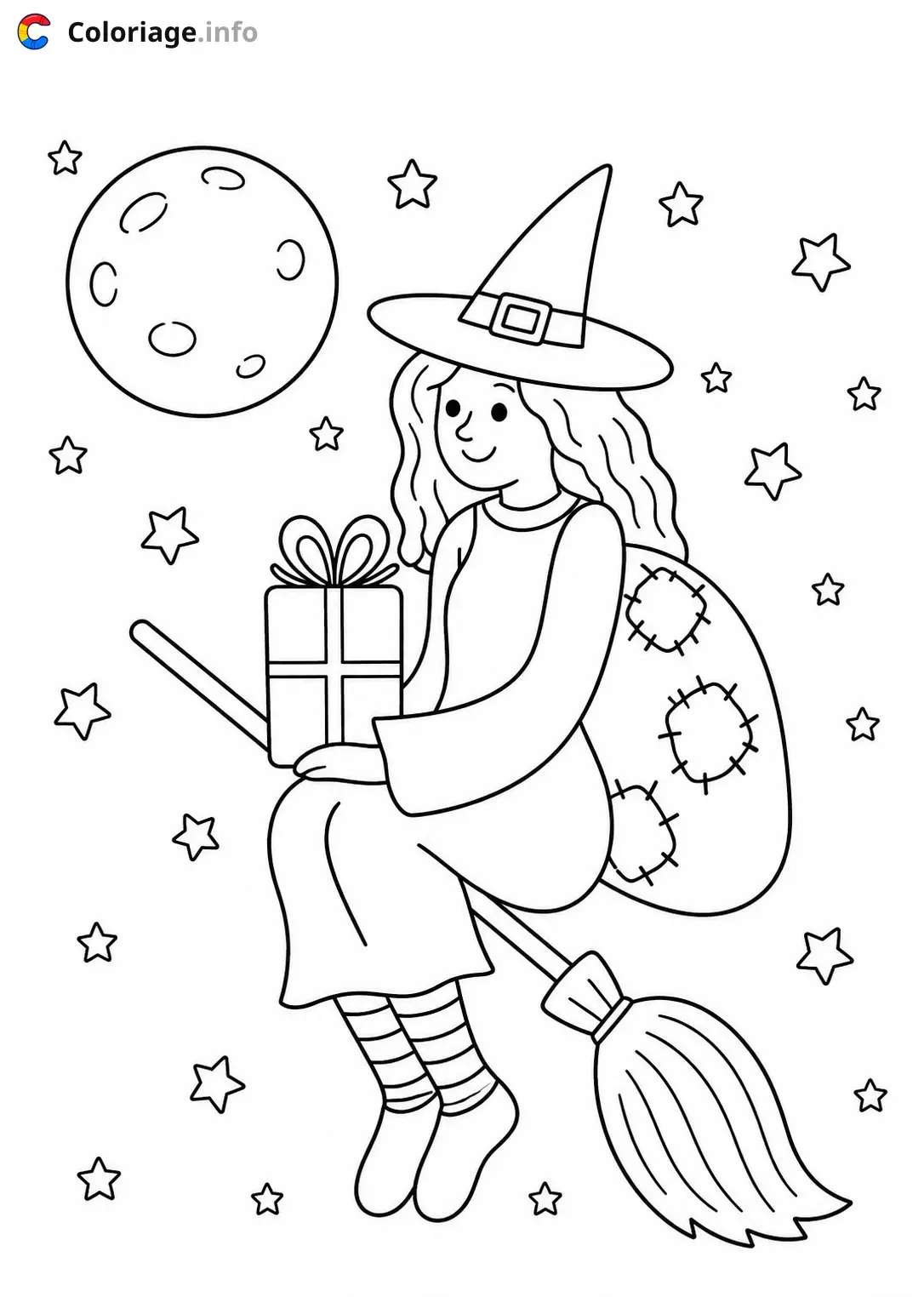 Disegno di La Befana strega e la sua magia – La Befana – da stampare