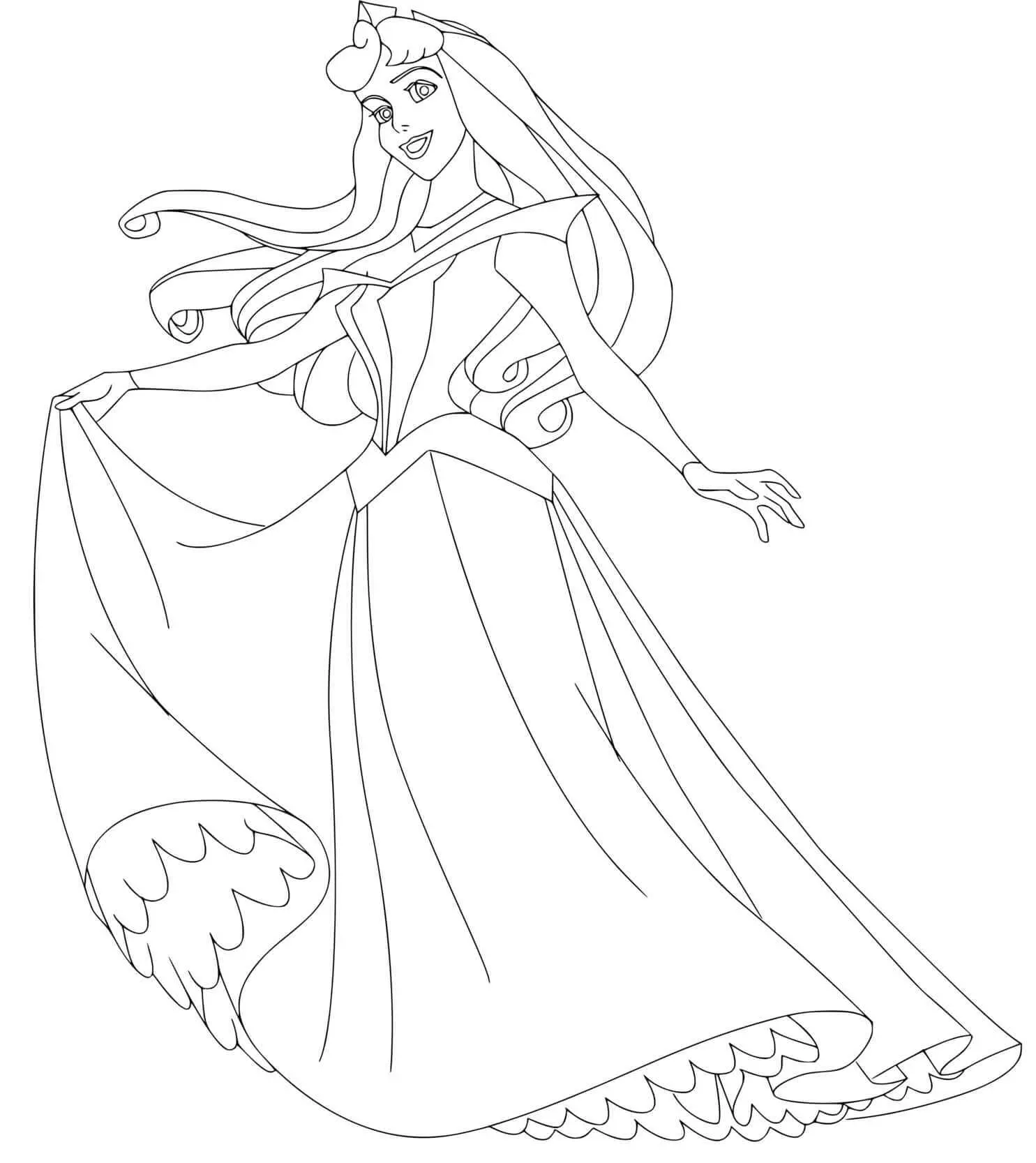 Coloriage La Belle Au Bois Dormant Et Sa Belle Robe De Princesse - La Belle au bois dormant à imprimer