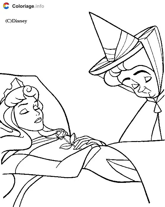 Coloriage La belle au bois dormant et une fee - La Belle au bois dormant à imprimer