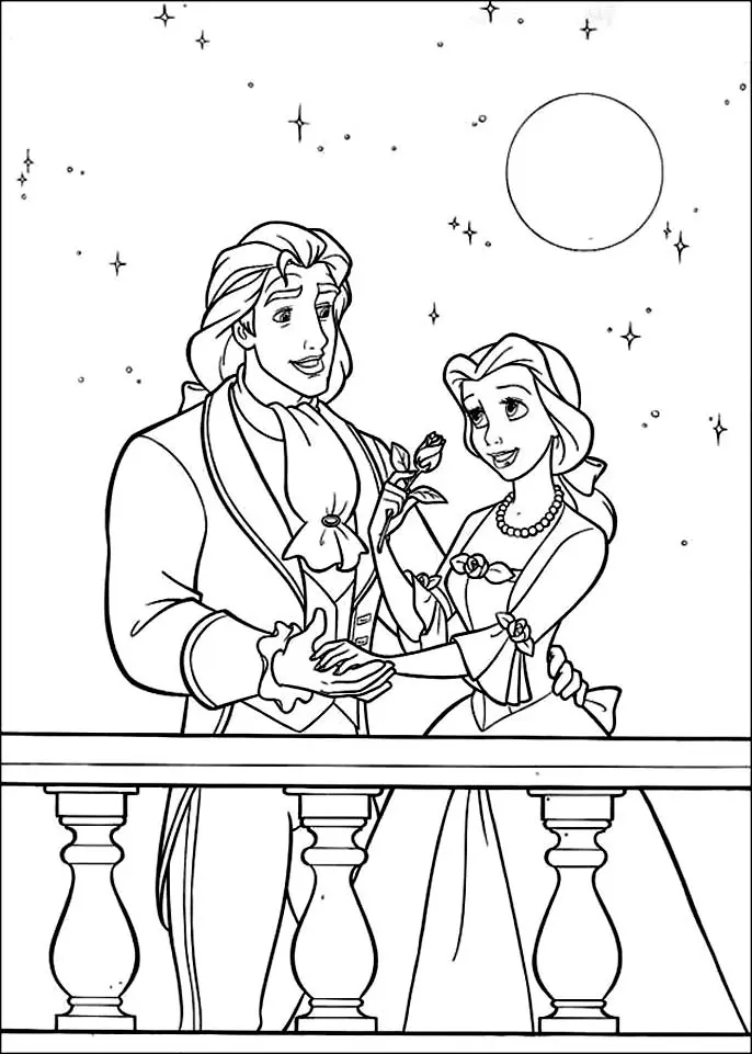Coloriage La Belle Et Son Prince Charmant - La Belle et la Bête à imprimer