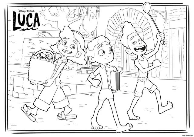 Desenho de Luca Cozinhando com a Família para colorir