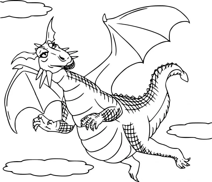 Coloriage La Dragonne Rejoint Son Compagnon Âne - Shrek à imprimer