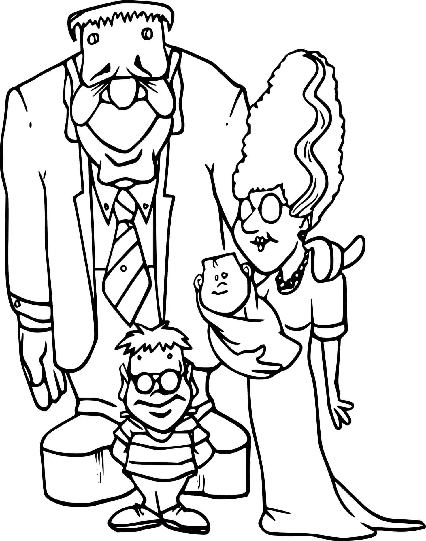 Coloriage La Famille De Frankenstein - Frankenstein à imprimer