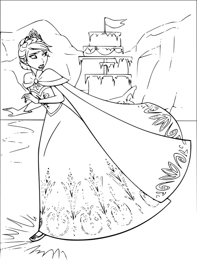 Coloriage La Fuite De Elsa - La Reine des neiges à imprimer