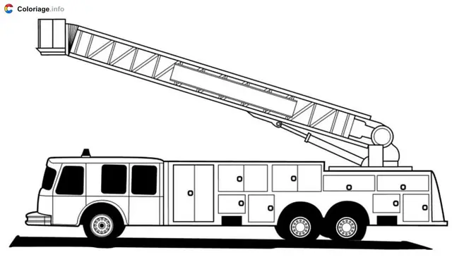 Coloriage La grande échelle des pompiers - Pompier à imprimer