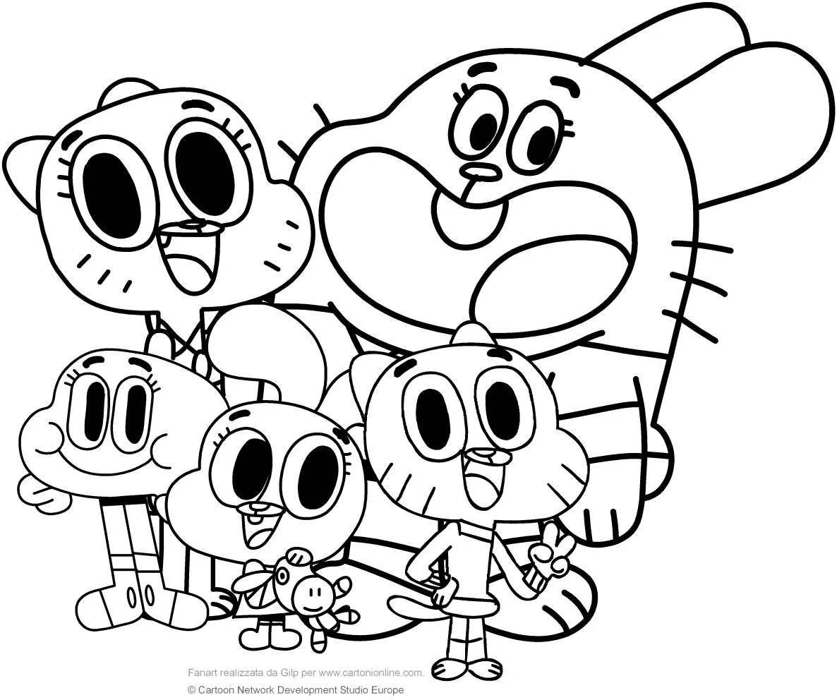 Coloriage La Famille de Gumball Cartoon - Gumball à imprimer