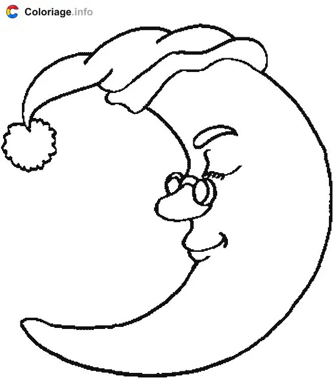 The Moon Wearing Glasses coloring page to print