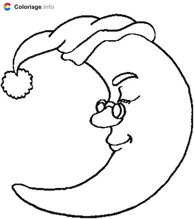 Coloriage La lune avec des lunettes - Lune à imprimer