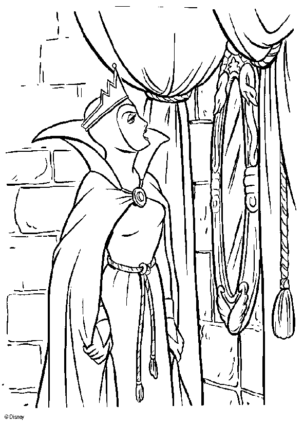 The Evil Queen Speaks to Her Magic Mirror coloring page to print