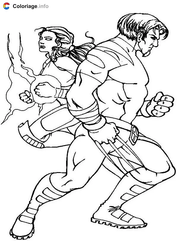 White Queen and Wolverine coloring page to print