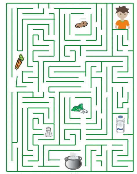 Coloriage Labyrinthe Carotte Biscuit Soupe - Jeux à imprimer à imprimer