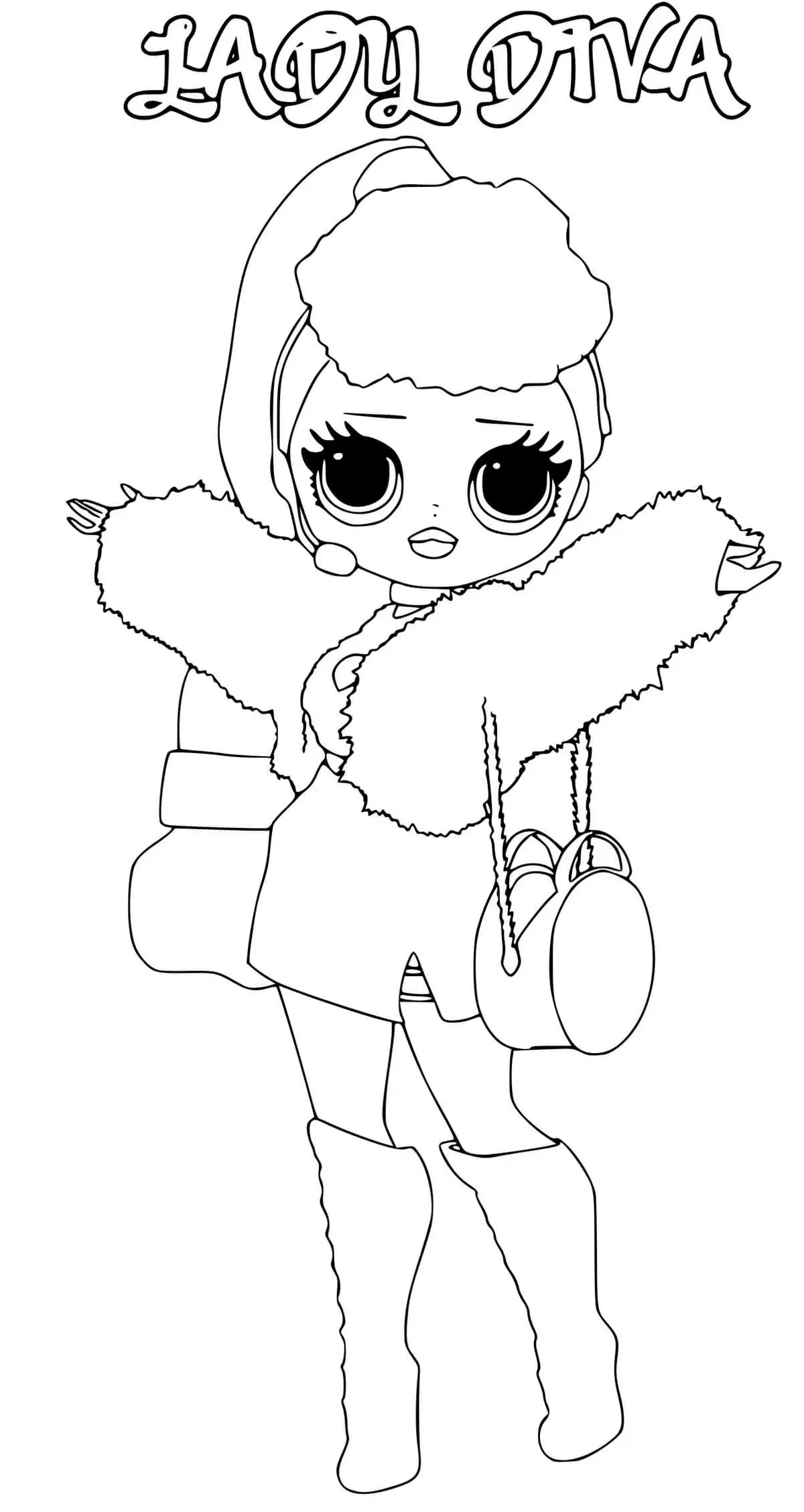 Lady Diva LOL OMG coloring page to print