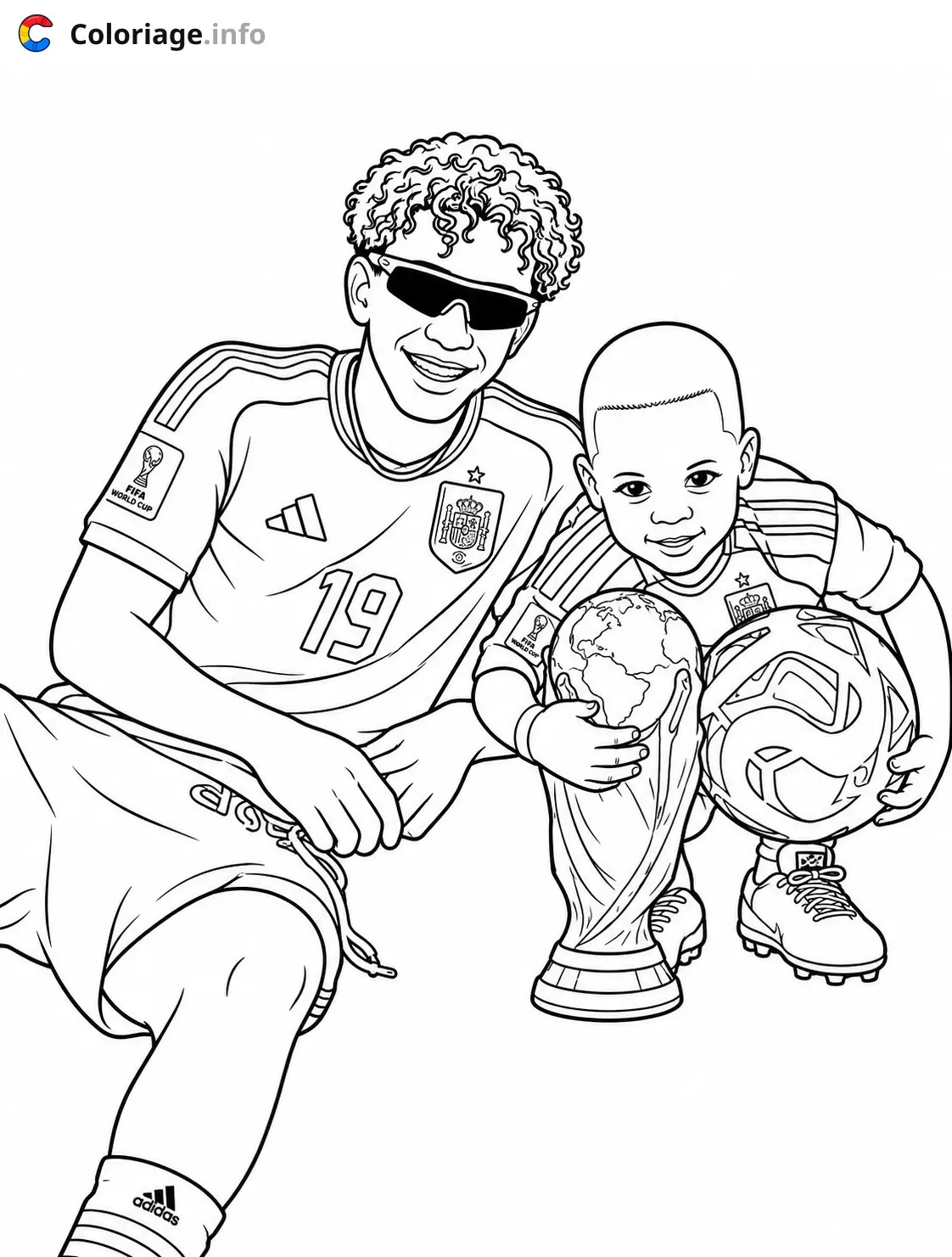 Lamine Yamal and Keyne Celebrate World Cup 2026 Victory coloring page to print