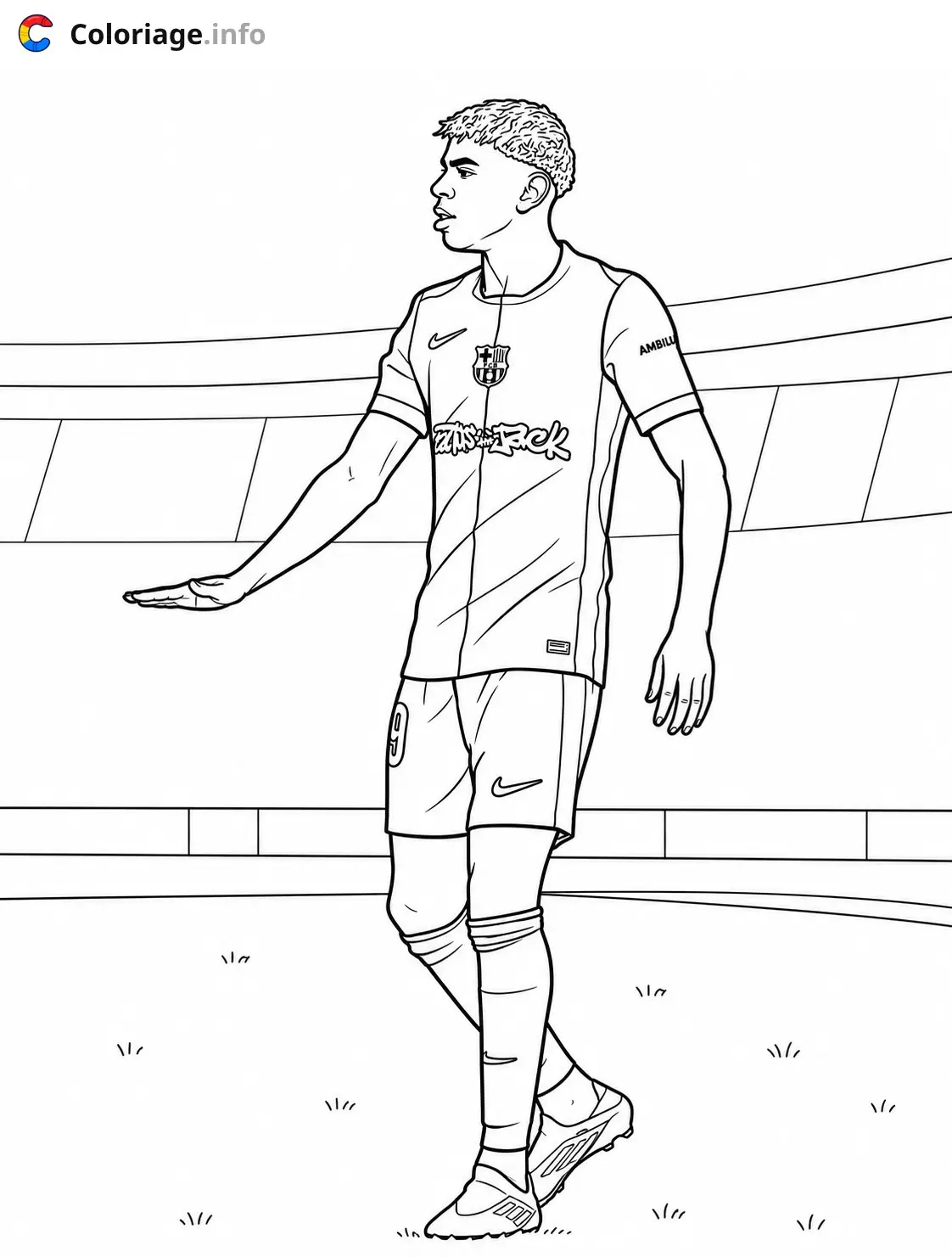 Coloriage Lamine Yamal Joueur de football barcelonais - Lamine Yamal à imprimer