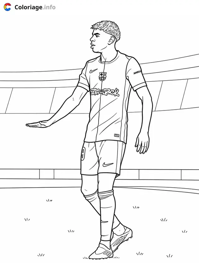 Coloriage Lamine Yamal Joueur de football barcelonais - Lamine Yamal à imprimer