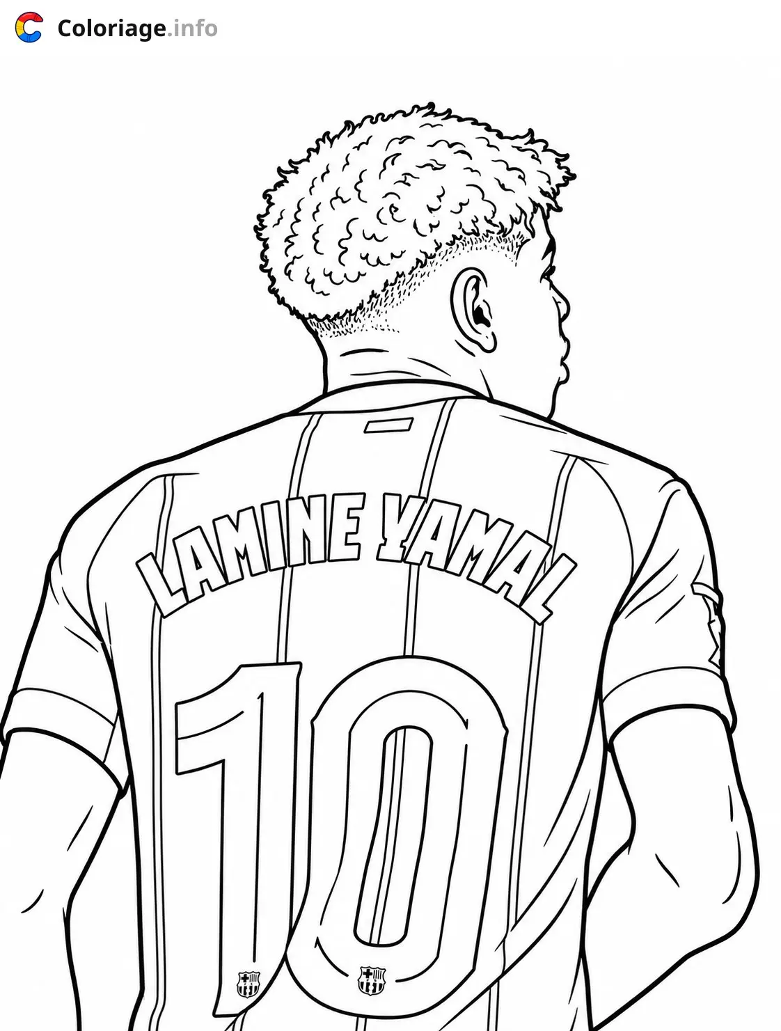 Coloriage Lamine Yamal Joueur de football numéro 10 - Lamine Yamal à imprimer