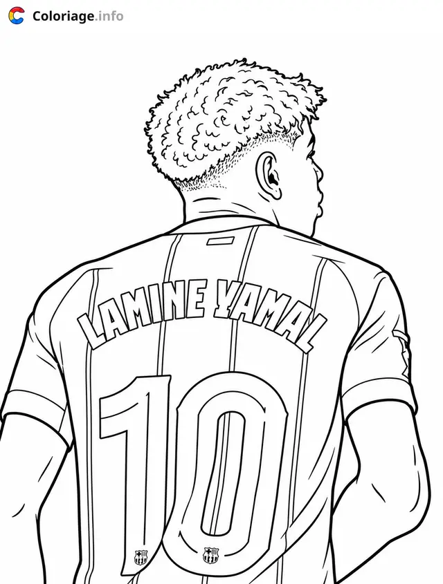 Coloriage Lamine Yamal célébrant avec le maillot 10 - Lamine Yamal à imprimer