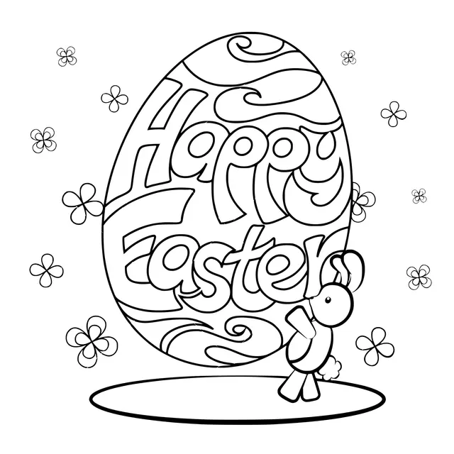 Coloriage Lapin Avec Œuf De Pâques - Pâques adulte à imprimer