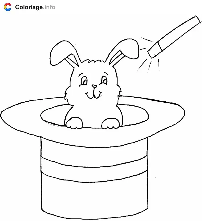 Rabbit in a Magician's Hat coloring page to print