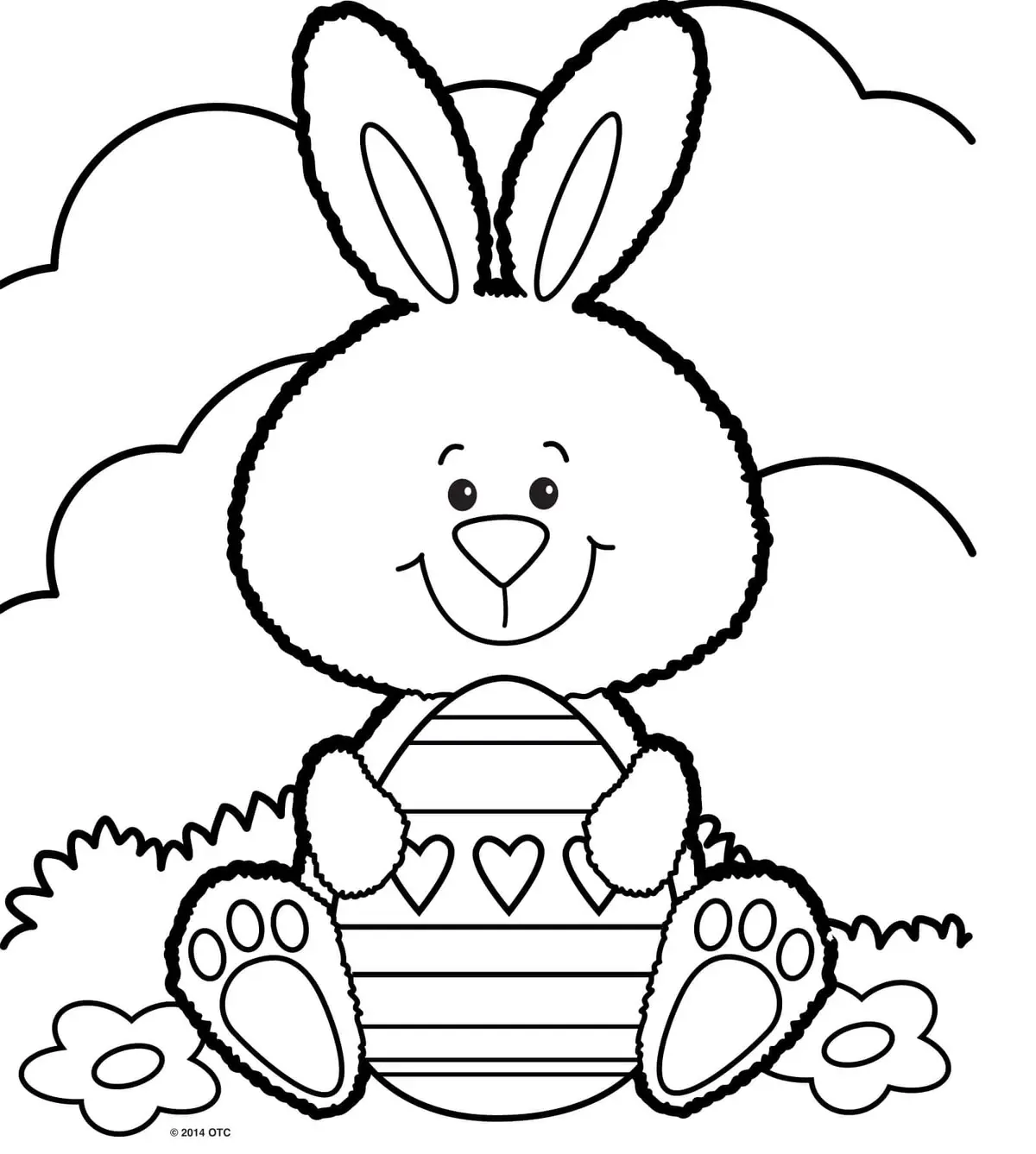 Coloriage Lapin De Pâques Souriant Avec Des Cœurs - Pâques à imprimer
