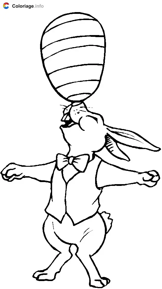 Acrobat Rabbit Balancing an Egg coloring page to print