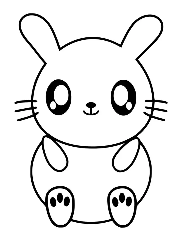 Coloriage Lapin Kawaii Aime Les Carottes - Lapin à imprimer