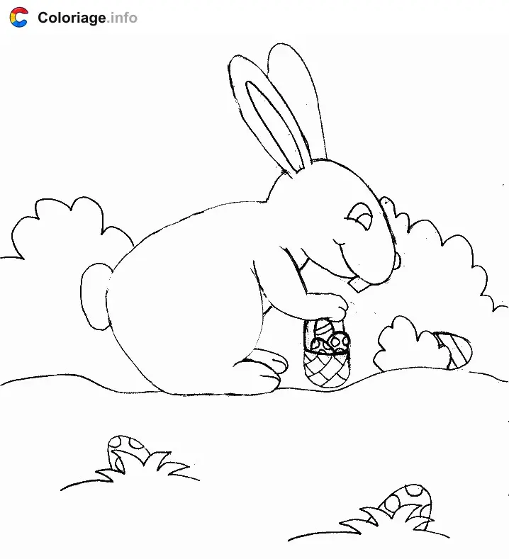 Rabbit Collecting Chocolates coloring page to print