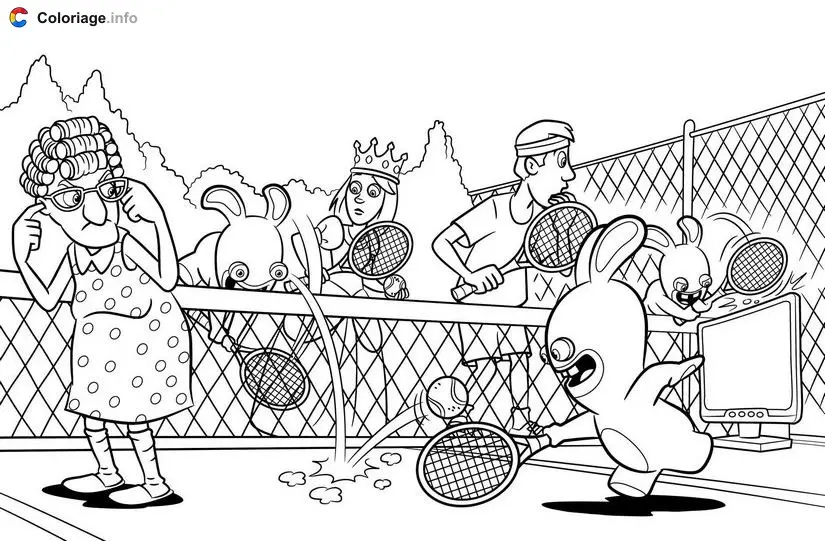 Raving Rabbids Playing Tennis coloring page to print