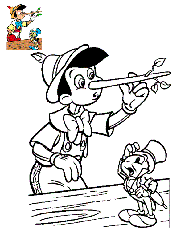 Kleurplaat De neus van Pinocchio groeit razendsnel om te printen