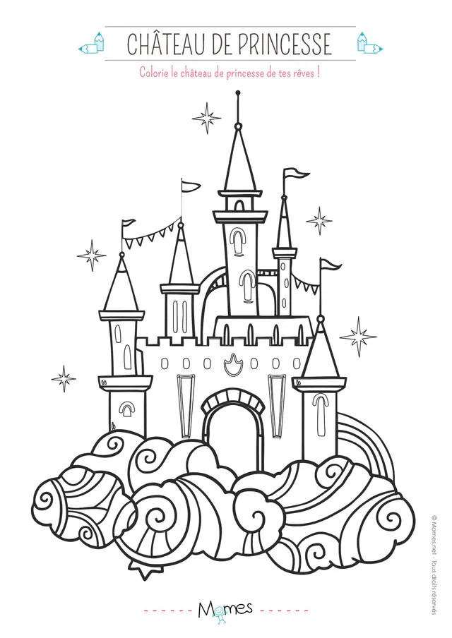 Coloriage Le Château De Princesse - Château de princesse à imprimer