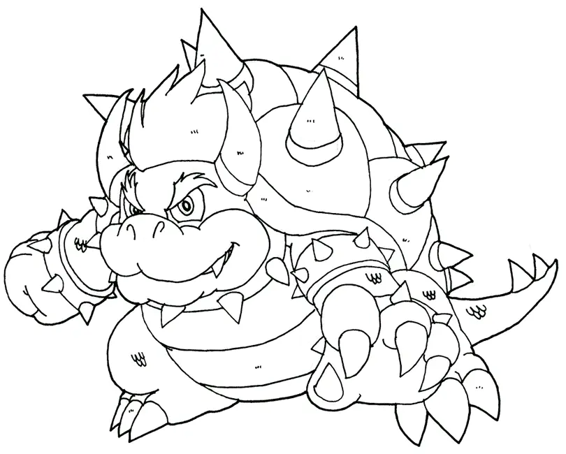 Coloriage Le Grand Bowser En Forme - Bowser à imprimer