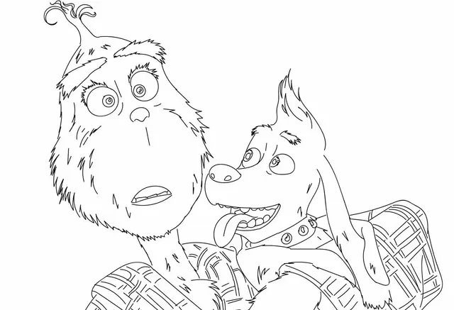 Ausmalbild Der Grinch auf seiner Mission, alle Geschenke der Bewohner zu stehlen zum Ausdrucken