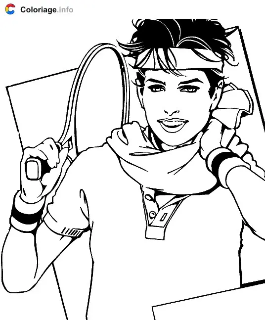 Tennis Player Wiping Sweat with Towel coloring page to print