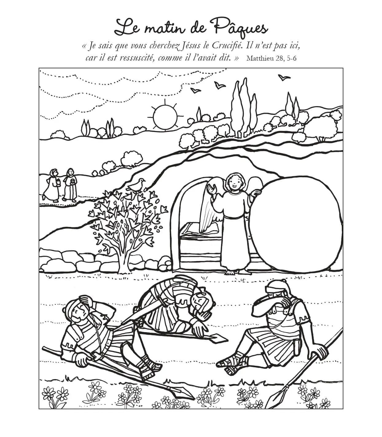 Coloriage Le Matin De Pâques Jesus Le Crucifie Est Ressuscite - Jésus à imprimer