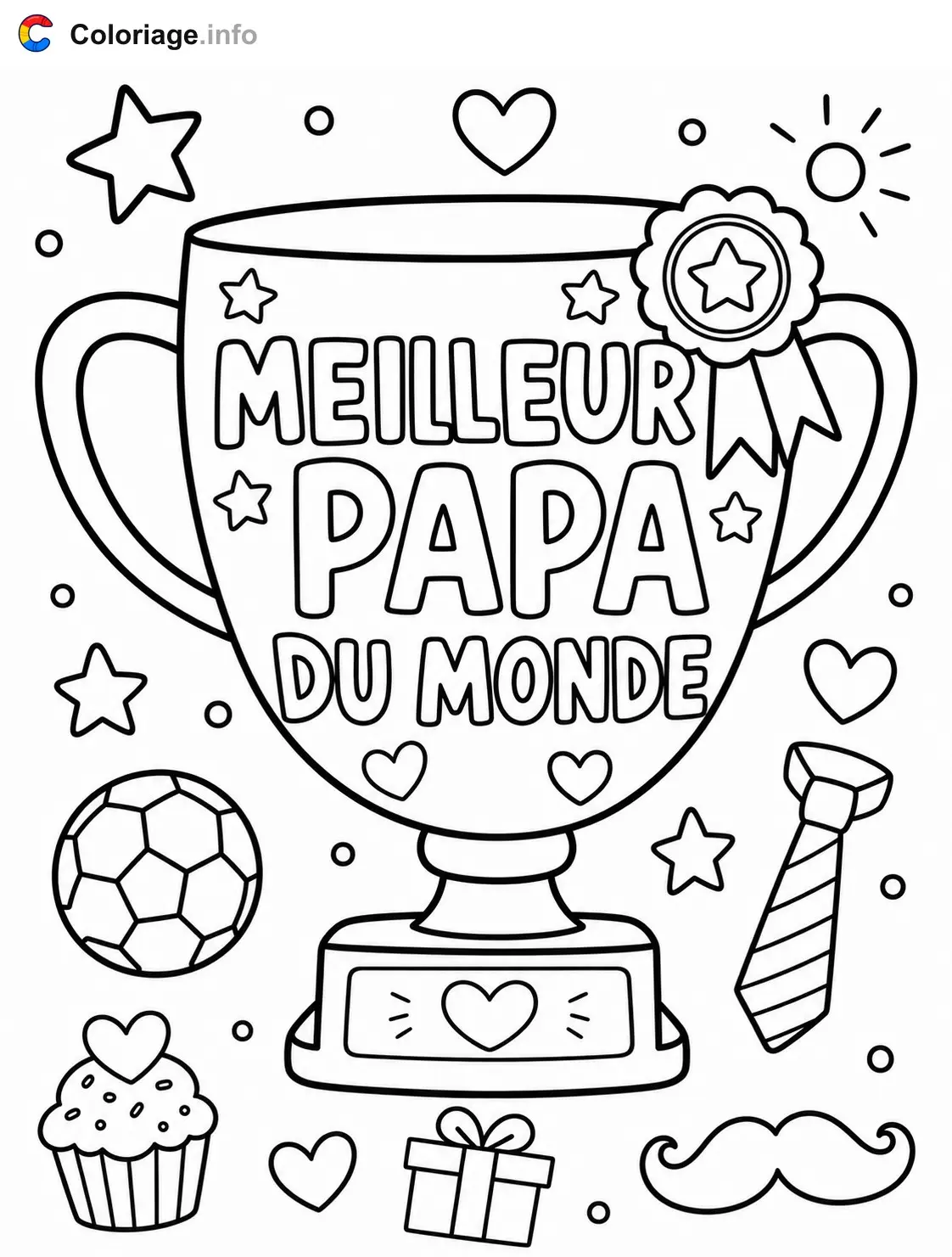 Coloriage Le meilleur papa du monde - Fête des pères à imprimer