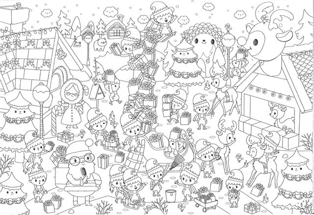 Coloriage Le Monde Des Lutins Noël - Noël à imprimer