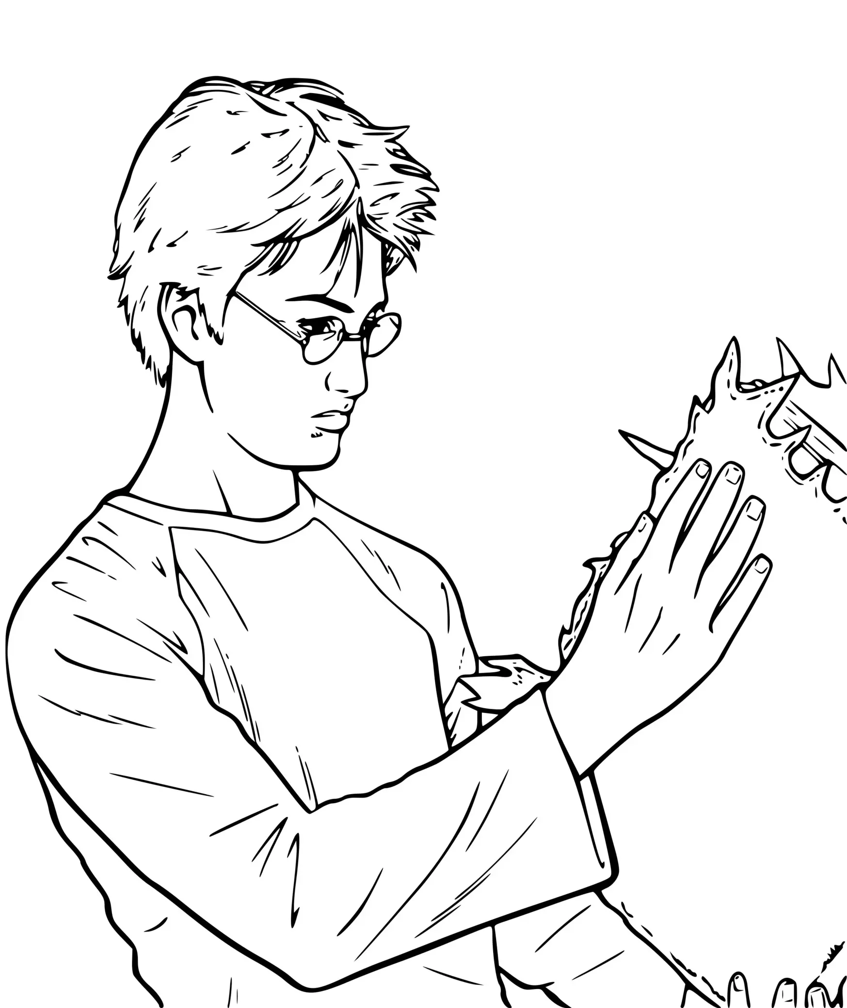 Coloriage Le Monstrueux Livre Des Monstres Entre Les Mains De Harry - Harry potter à imprimer