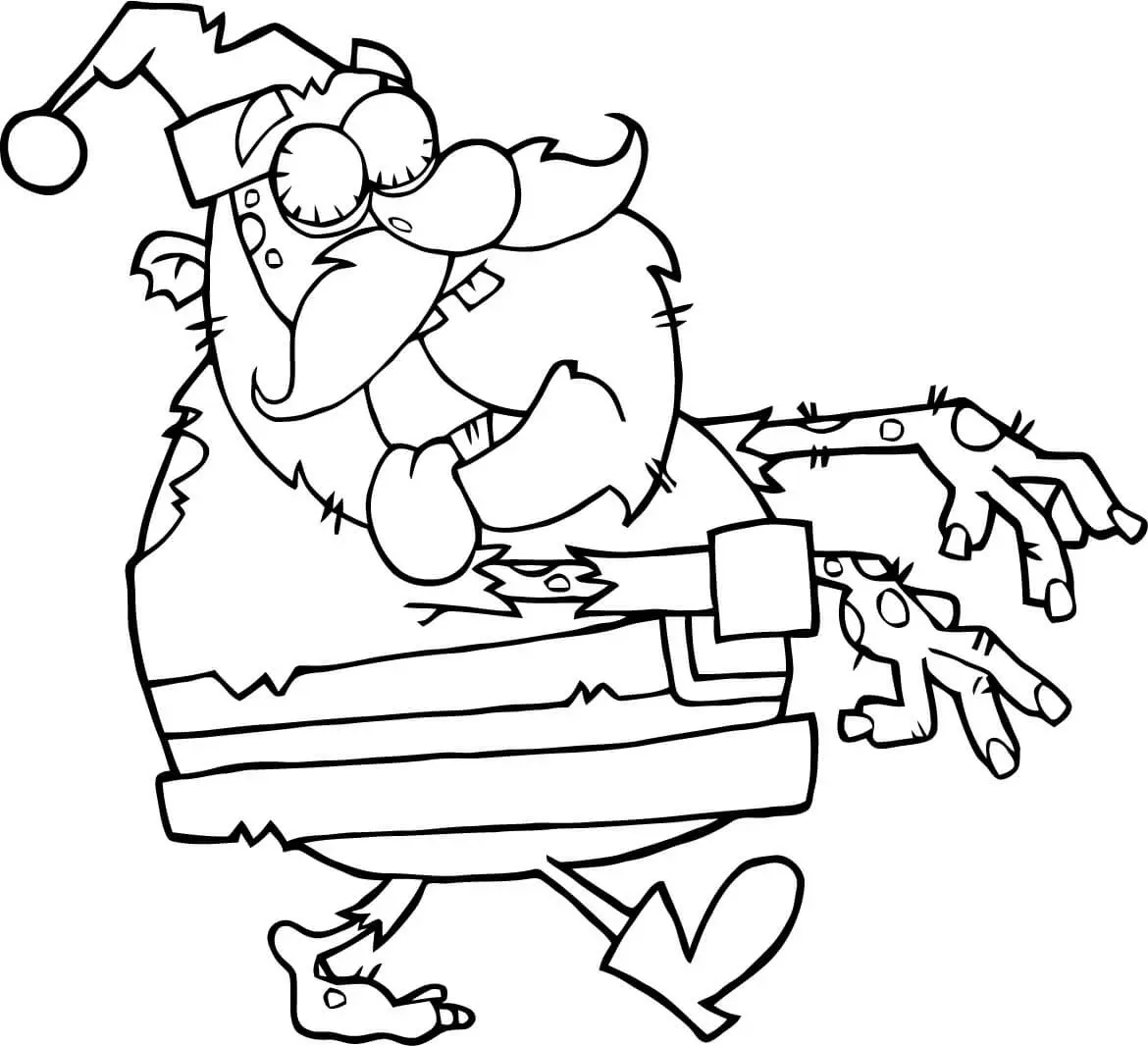 Coloriage Le Père Noël Est Un Zombie - Zombie à imprimer