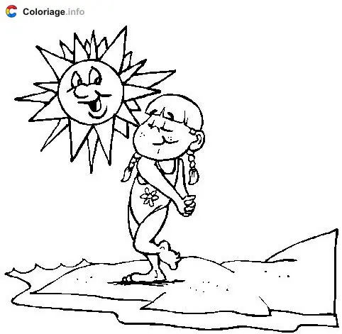 Ausmalbild Sonne und Sand im Sommer zum Ausdrucken