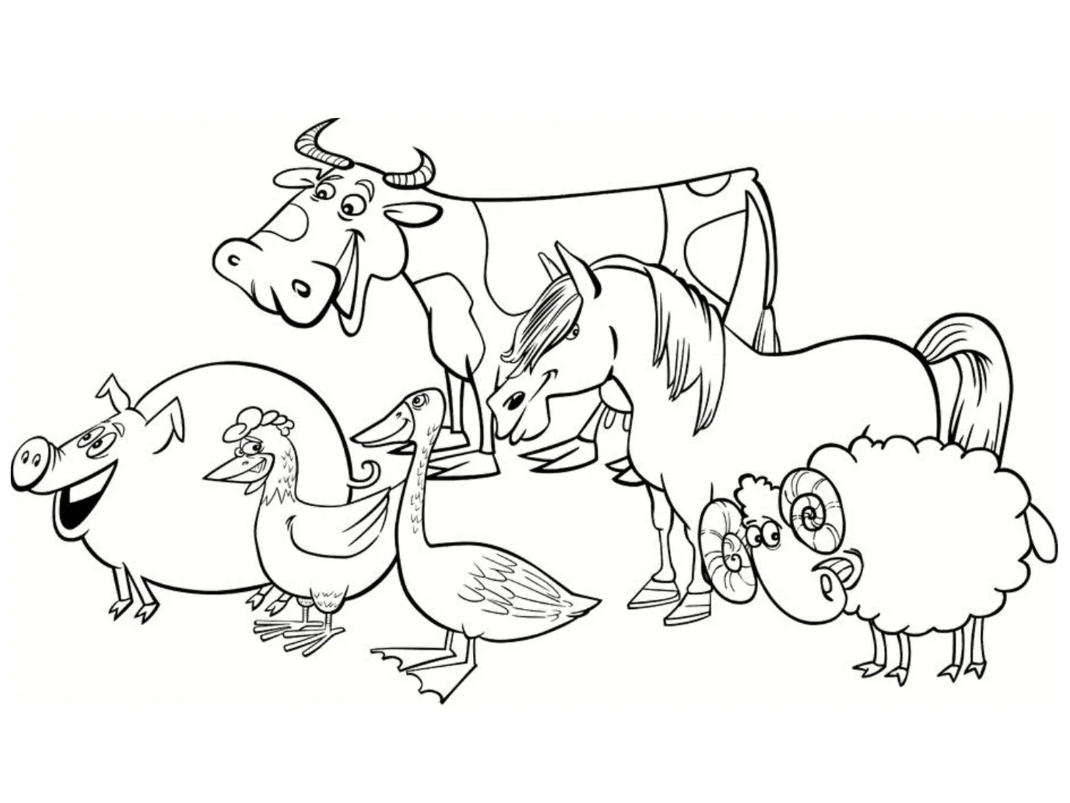 Coloriage Le Sourire Des Animaux De La Ferme - Animaux de la ferme à imprimer