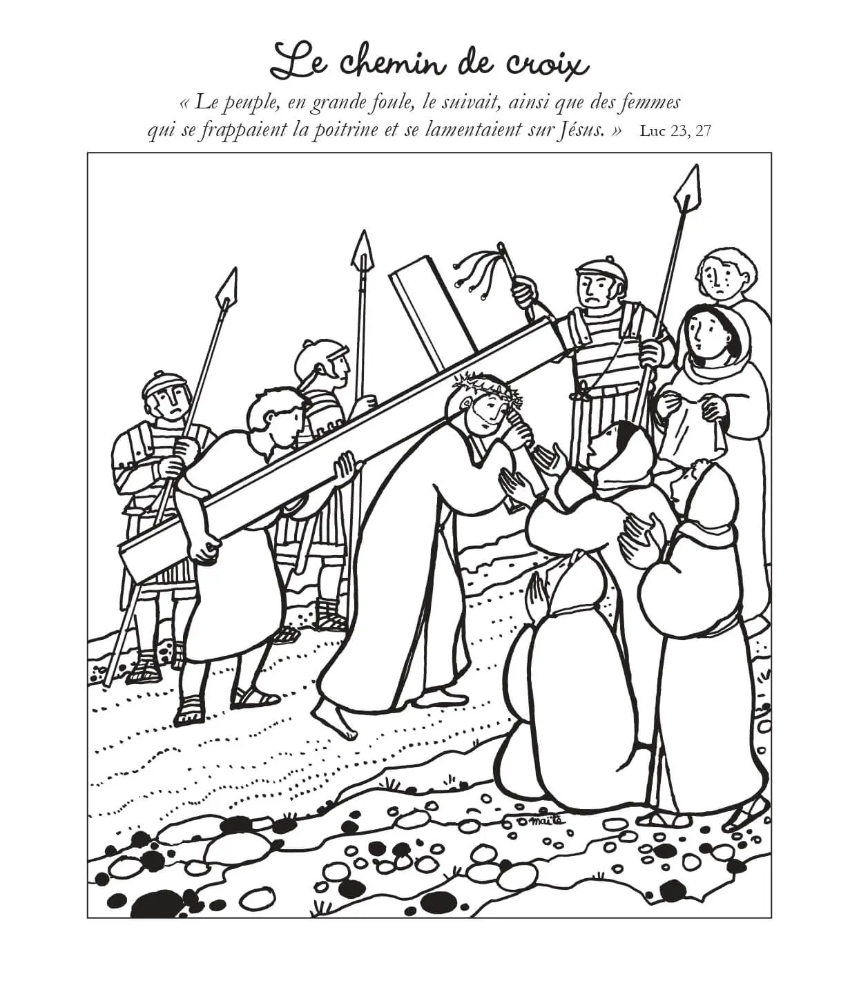 Coloriage Lechemin De Croix Le Peuple Suivait Jesus - Jésus à imprimer