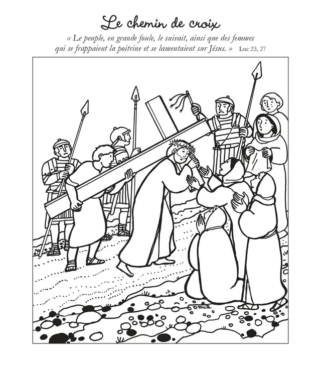 Coloriage Lechemin De Croix Le Peuple Suivait Jesus - Jésus à imprimer