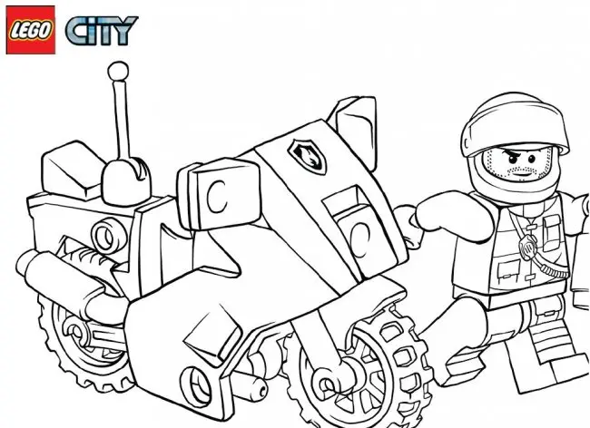 Coloriage Lego City Police Moto - Police à imprimer