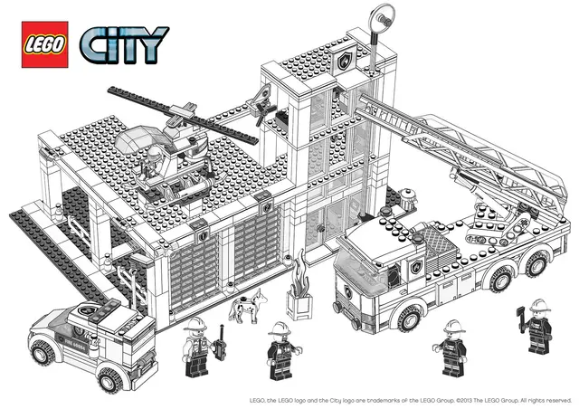 Coloriage Lego City Pompier - Lego à imprimer