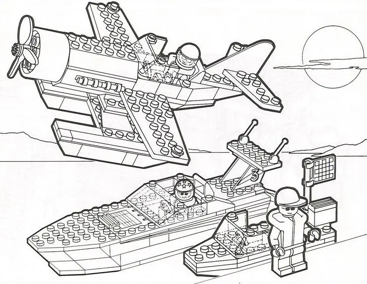 Coloriage Lego City Sousmarin Bateau Jet - Lego à imprimer