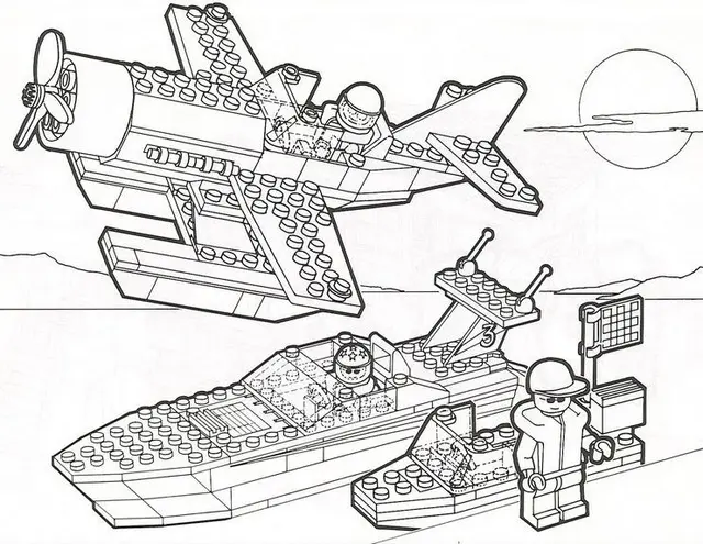 Coloriage Lego City Sousmarin Bateau Jet - Lego à imprimer