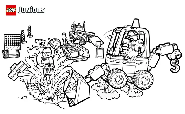Coloriage Lego Construction Site - Lego junior à imprimer