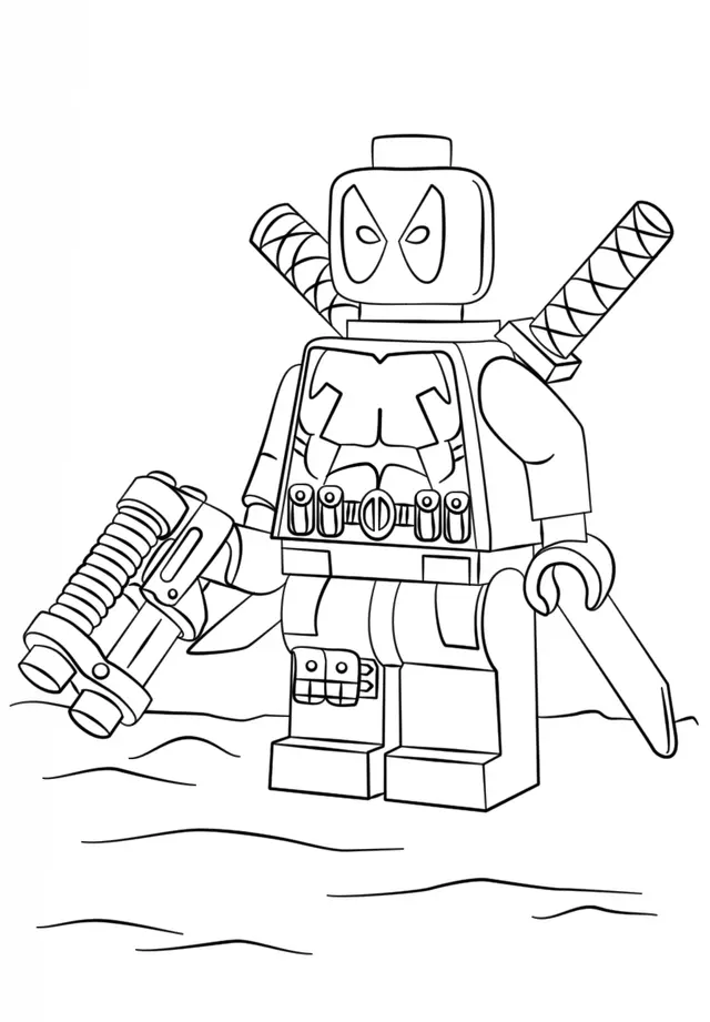 Coloriage Lego Dead Pool Super Heroes - Deadpool à imprimer
