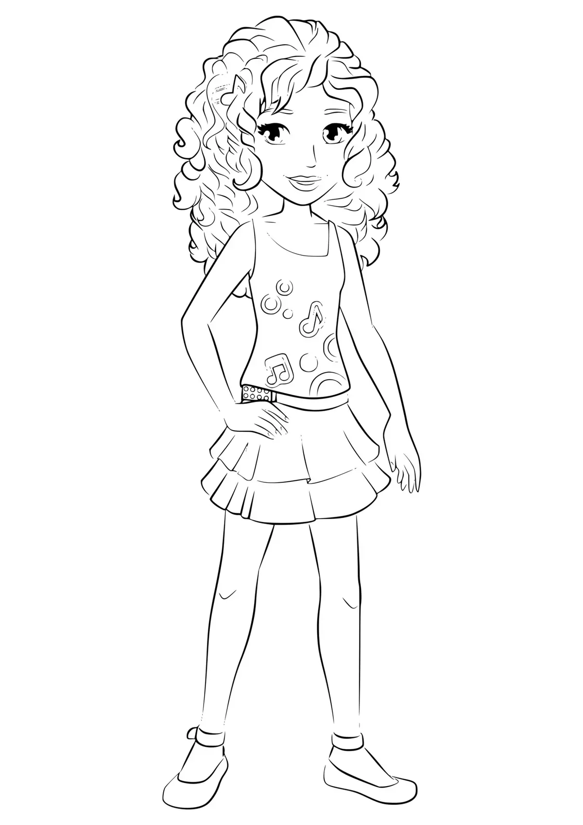 Dibujo de Andrea de Lego Friends sonriente para colorear