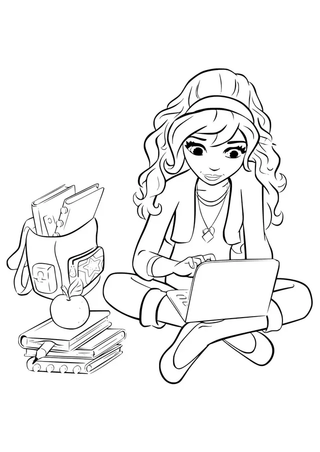 Coloriage Olivia Lego Friends souriante - Lego friends à imprimer
